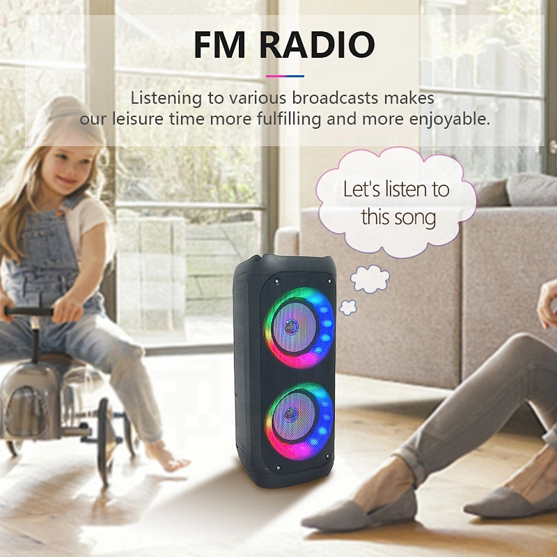 portable high power karaoke stereo led colorful flashing light wireless speaker disco light for home party
