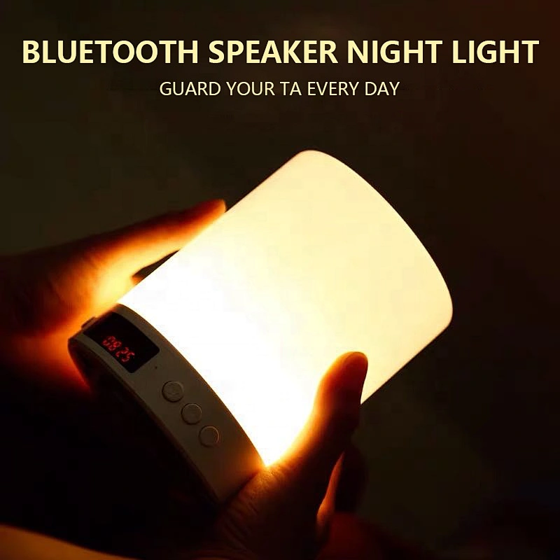 New Arrival Digital Alarm Clock Led Color USB Desk Touch Portable Lamp Bluetooth Speaker