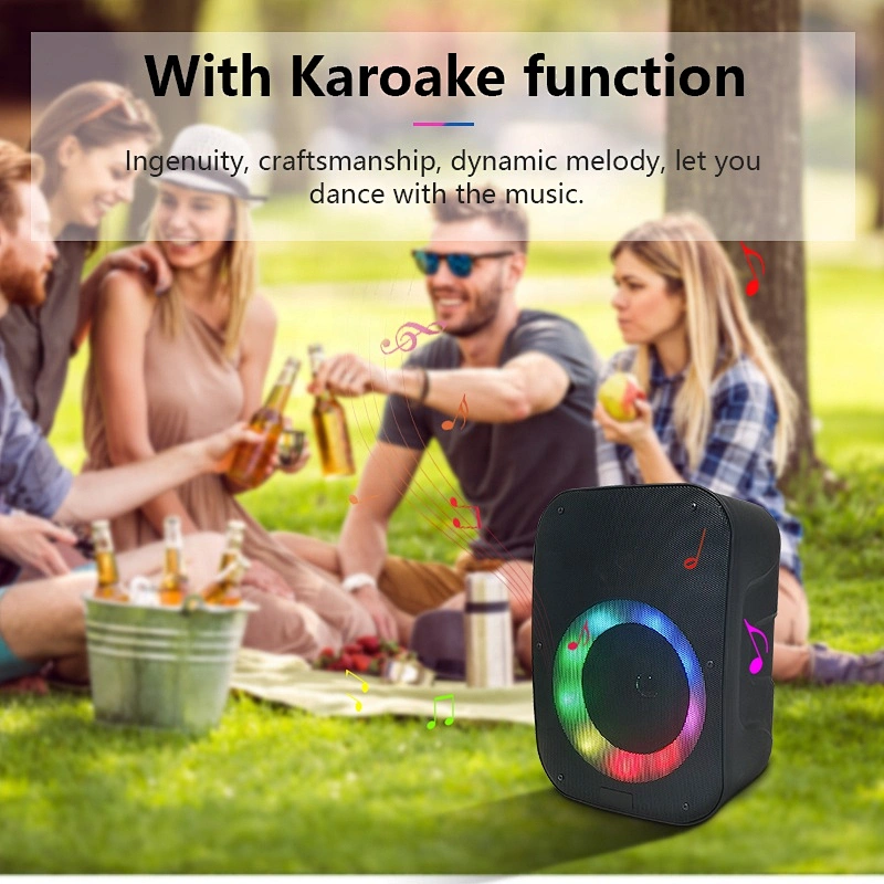 new plastic outdoor portable 6.5inch 15w family karaoke mic home wireless bluetooth speakers with led light