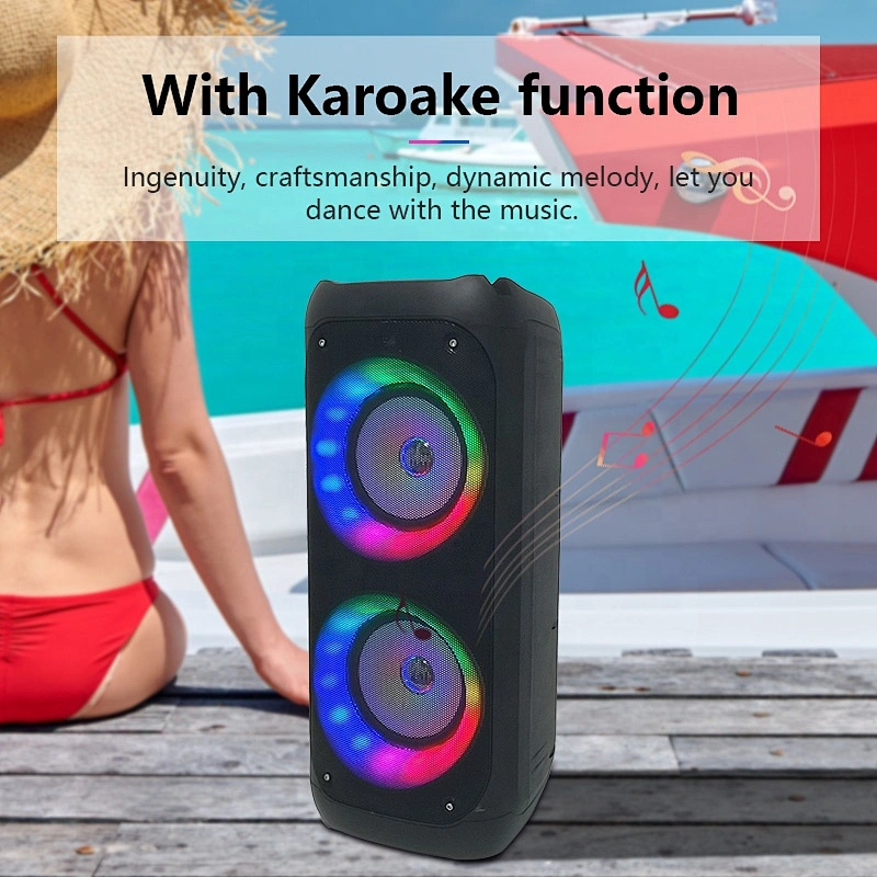 portable high power karaoke stereo led colorful flashing light wireless speaker disco light for home party