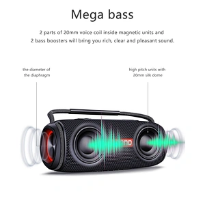 High Quality IPX6 20w Wireless Altavoz Waterproof Outdoor Bluetooth Stereo Speaker With Lanyard