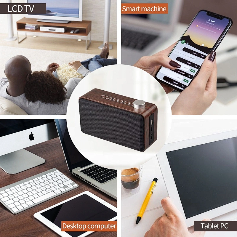 Portable Small Retro Sound Wooden Box Subwoofer Woofer DJ Wood Bluetooth Speaker