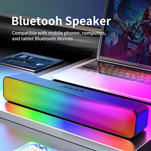 High Quality Low Price Desktop multiple RGB lighting Soundbar Bluetooth Wireless 40mm Double Speakers System