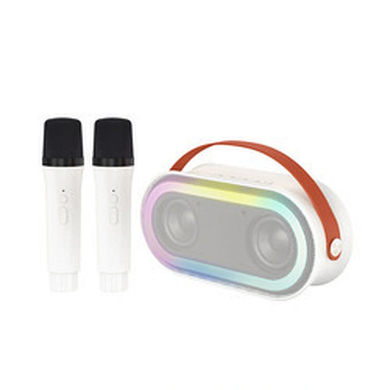 New Handheld BT Audio Portable Rechargeable Small Home KTV Children Colorful LED Light Wireless Karaoke Speaker with Dual Mic