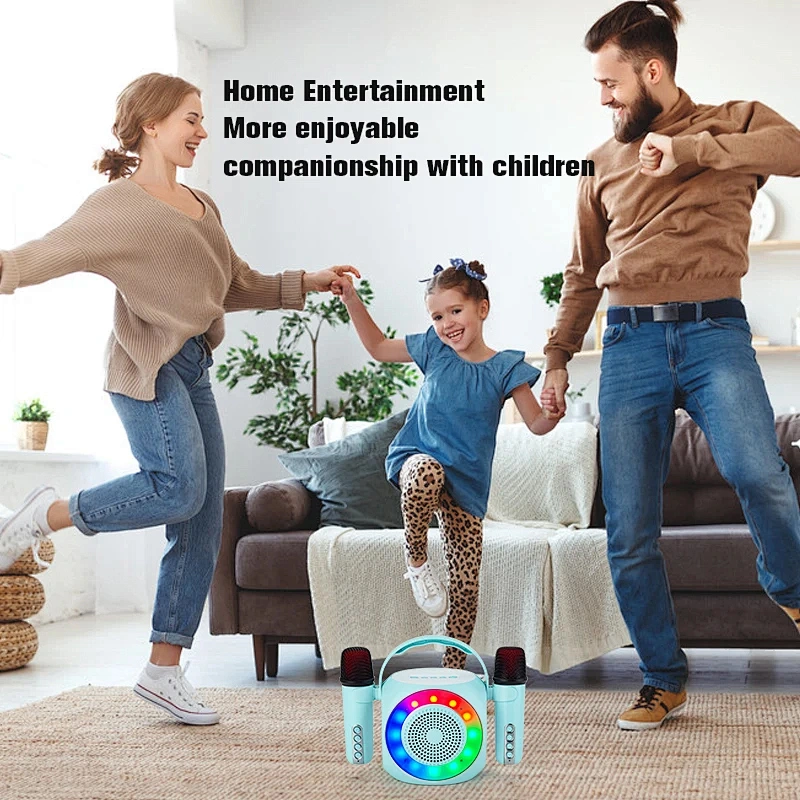 Wireless Karaoke Microphone for Kids Portable Speaker BT-Compatible Speaker with Microphone for Kids Birthday Gifts