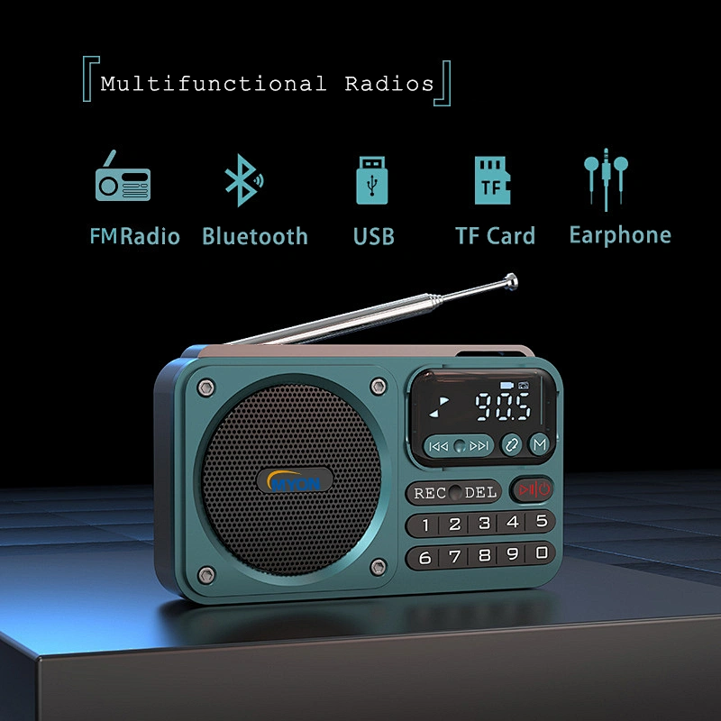 3W Small Portable Rechargeable Woofer Stereo earphone Digital Pocket Home Radio With Bluetooth