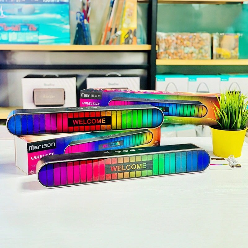 Wholesale New Colorful Sound Control Bluetooth Wireless Speaker Ambience Rhythm Light Soundbar Subwoofer Speakers