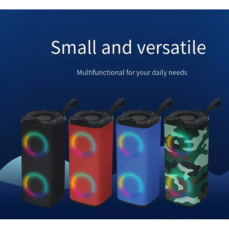 Shenzhen 5W Rugged Bluetooth Wireless Fabric Mini Circular Portable Speakers Plastic Active Mini Mobile RGB Talking Bluetooth