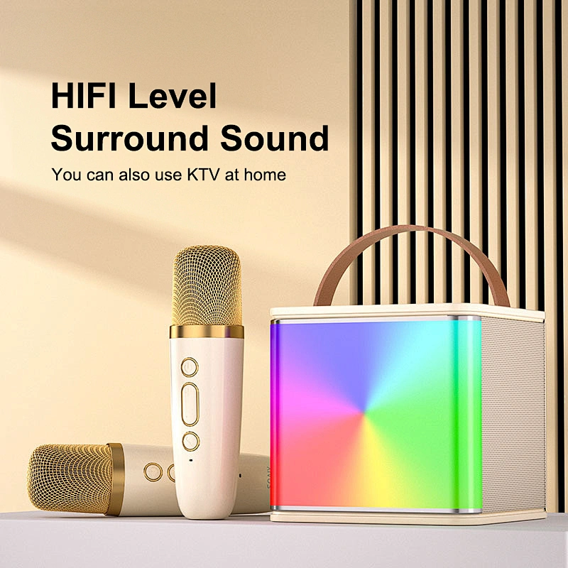 High quality Magic RGB lighting Bluetooth speakers Dual speaker wireless BT stereo speaker with Microphone
