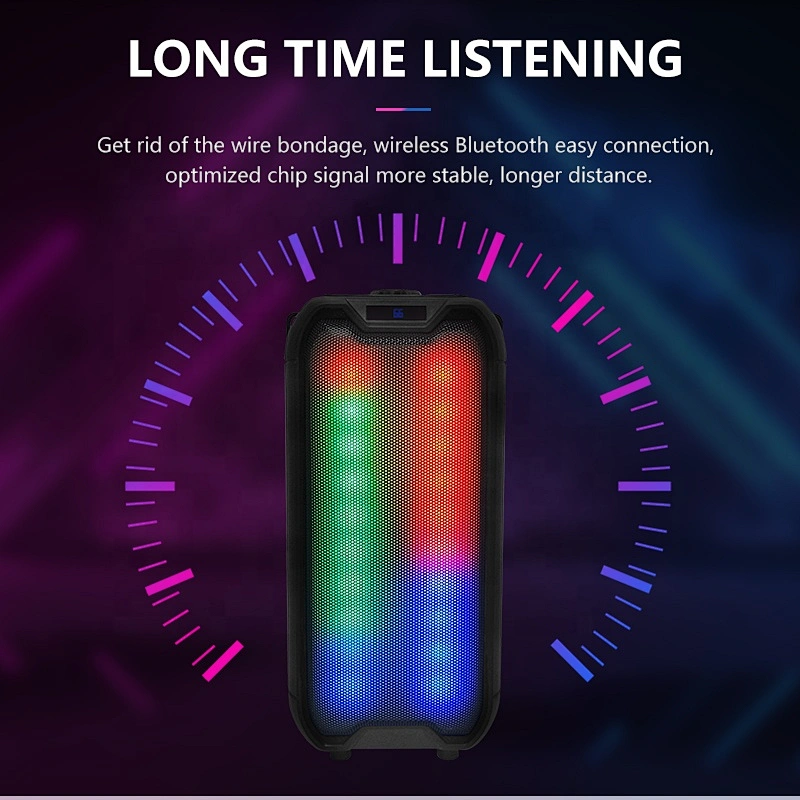 4 inch 16W full range rechargeable music mp3 player karaoke woofer LED colorful flashing light wireless speaker bluetooth