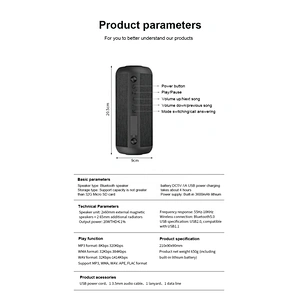 Aux Powered Small Round Garden Waterproof Outdoor Wireless Bluetooth Speaker Bike