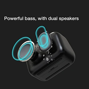 Mini Speaker Portable Subwoofer Stereo Player LED Digital Smart Alarm Clock Mirror Design Speaker