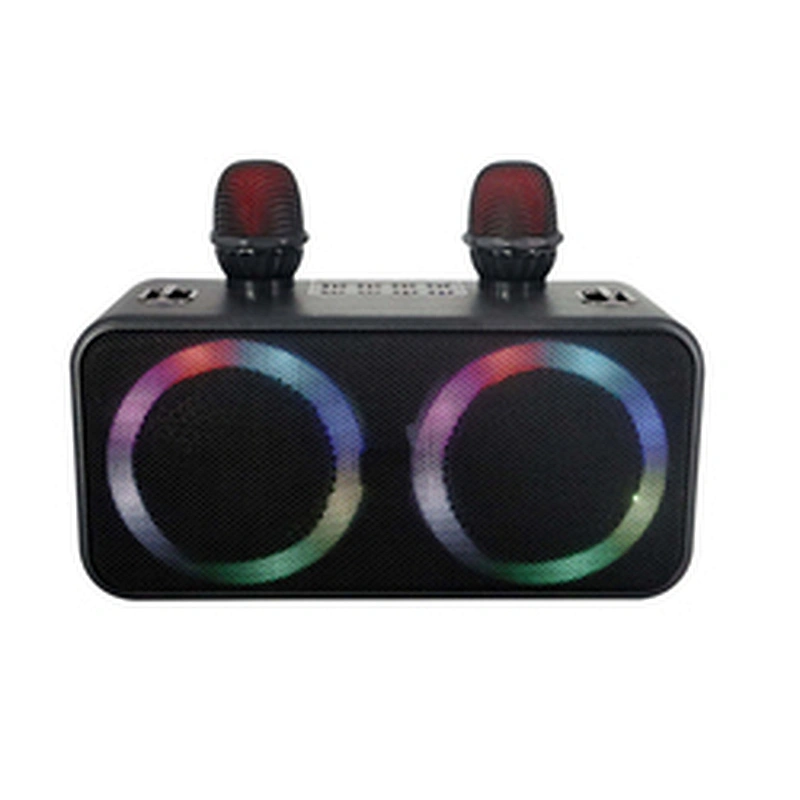Factory Custom Selling Double Microphone Karaoke Family Outdoor Party Bar Wireless Subwoofer Speaker Bluetooth 20W