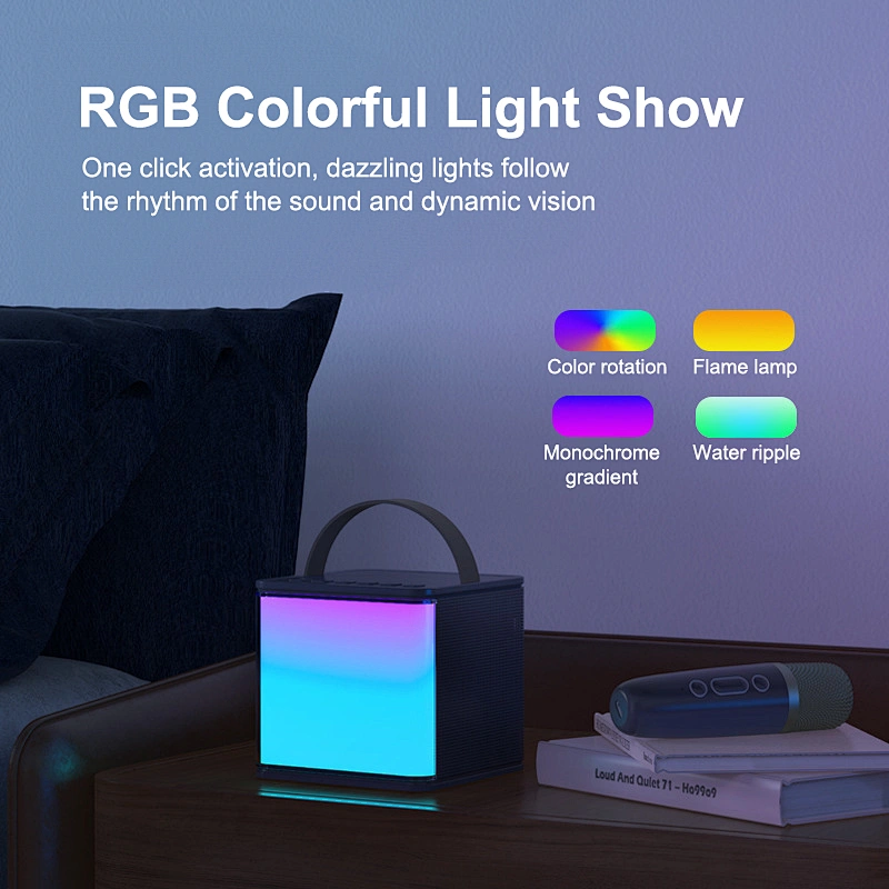 High quality Magic RGB lighting Bluetooth speakers Dual speaker wireless BT stereo speaker with Microphone