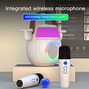 New Colorful Lamp Pot Portable Karaoke Speaker Dual Microphone Wireless Smart Speaker with RGB Lights for Family KTV Party