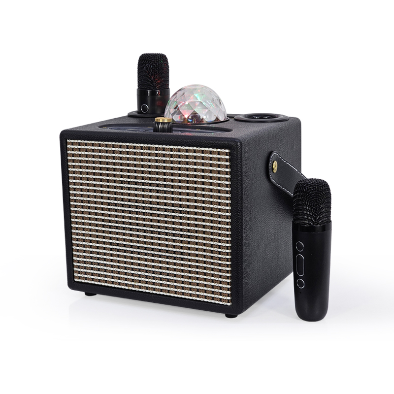 Wireless Portable Speaker Rechargeable Wooden Sound Box Speaker Loud Stereo System with Dual Microphones