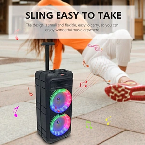 24W rechargeable  LED colorful flashing light party dj speakers trolley outdoor portable karaoke speaker with mic