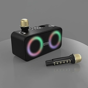 Factory Custom Selling Double Microphone Karaoke Family Outdoor Party Bar Wireless Subwoofer Speaker Bluetooth 20W