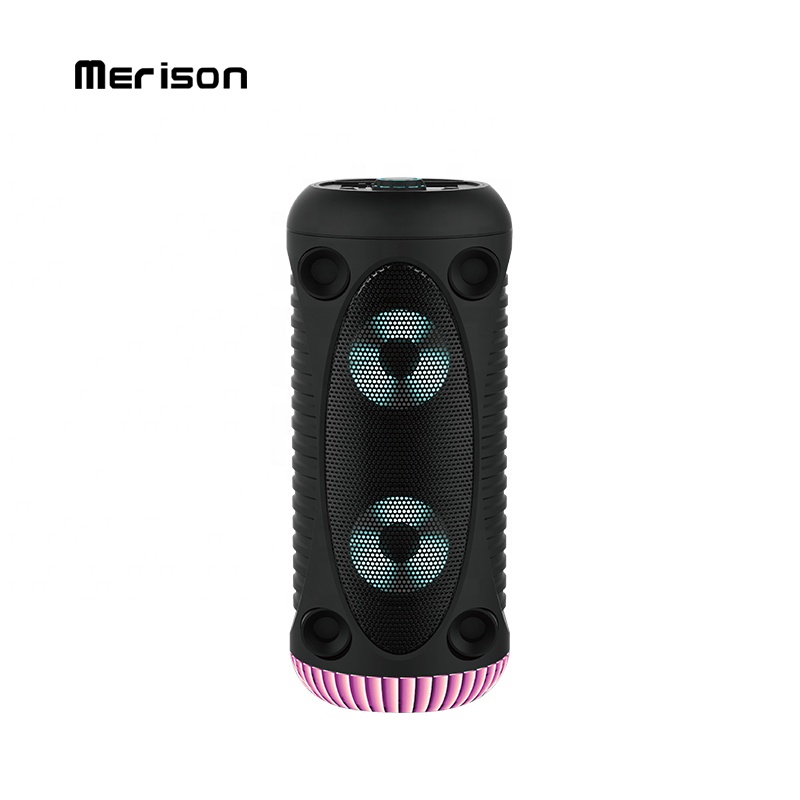 outdoor small karaoke round tower bluetooth speaker with led light private
