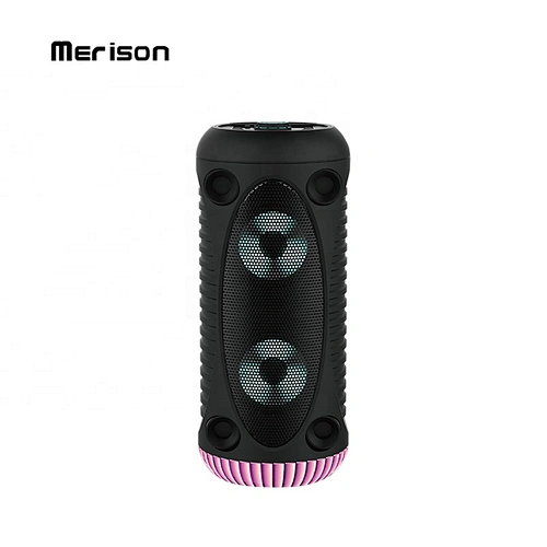 outdoor small karaoke round tower bluetooth speaker with led light private
