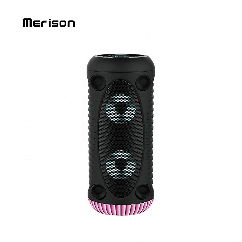 outdoor small karaoke round tower bluetooth speaker with led light private