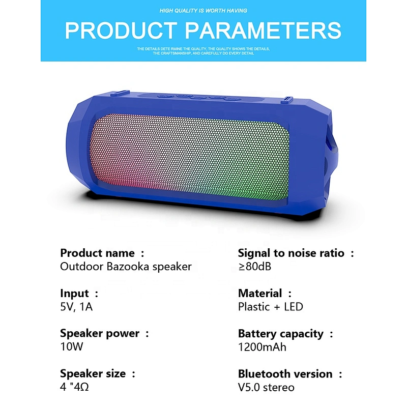big full range blue party cylinder speakers subwoofer bluetooth speaker