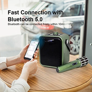 New Mini Portable Microphone Audio integrated Microphone Home Singing Karaoke Family Wireless BT Outdoor Portable Speaker