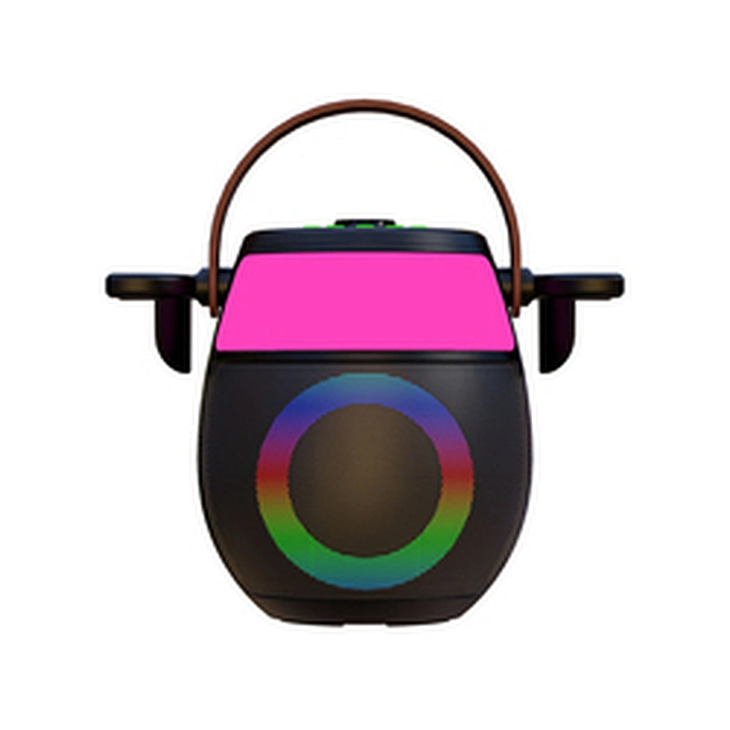New Colorful Lamp Pot Portable Karaoke Speaker Dual Microphone Wireless Smart Speaker with RGB Lights for Family KTV Party