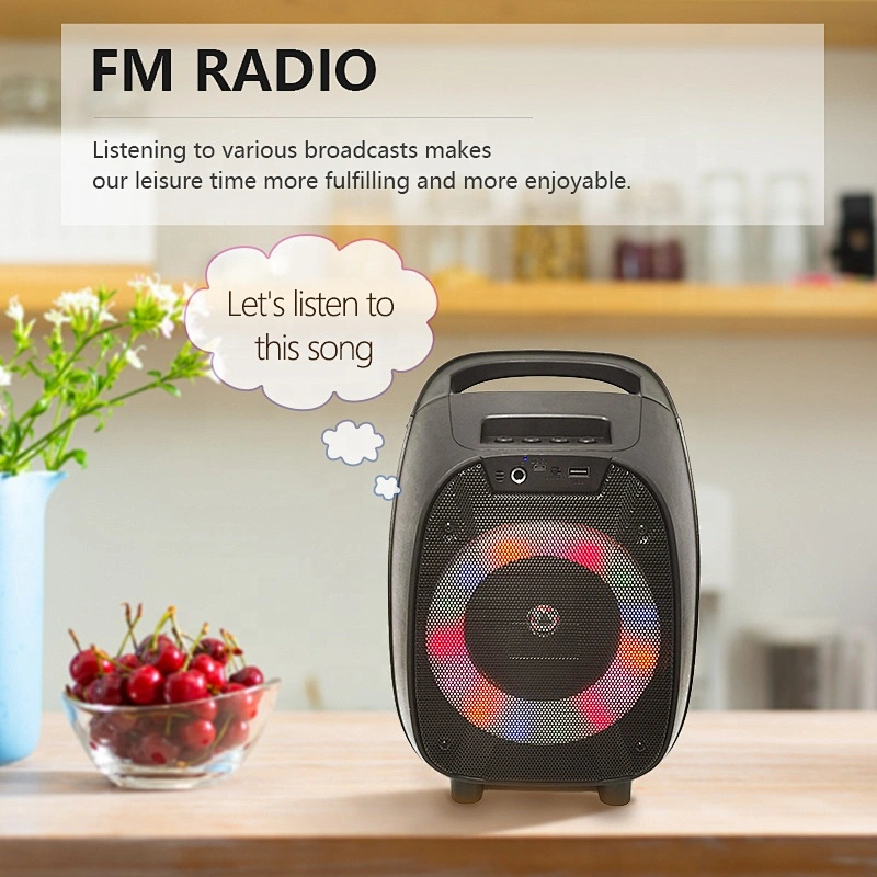 portable 6 inch 8W full range party outdoor karaoke bt wireless speaker with fm tws