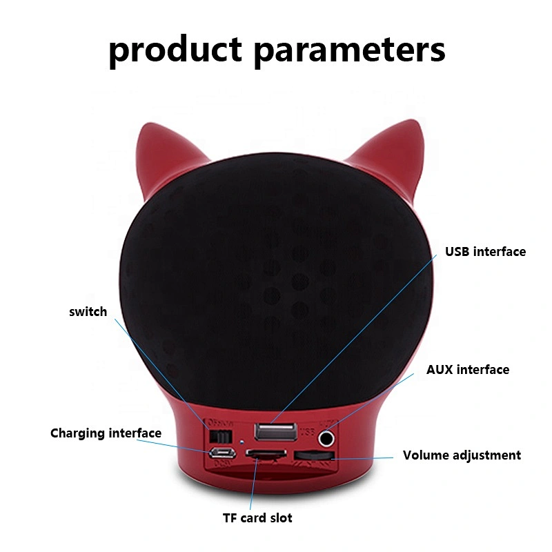 pink cat cartoon animal design small bluetooth cute speakers mini wireless kids speaker 5w dog with led light