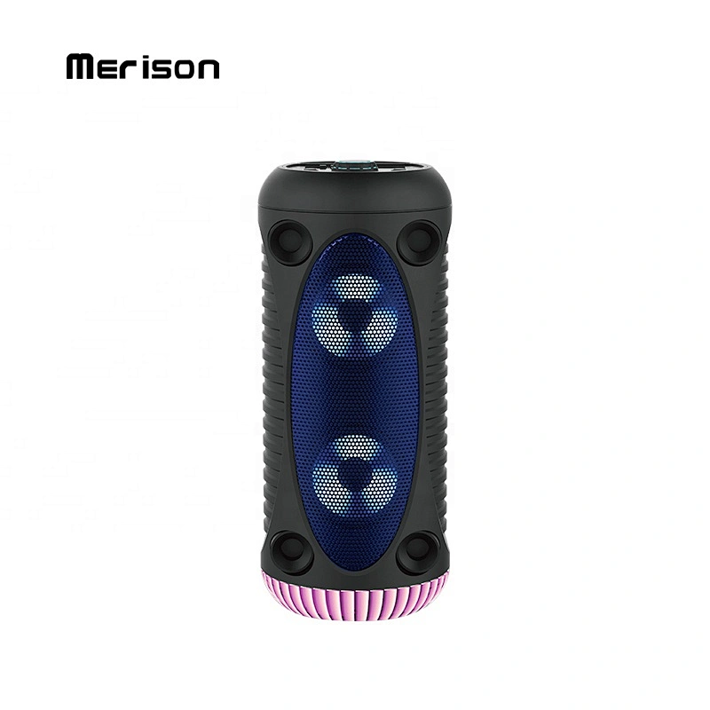 outdoor small karaoke round tower bluetooth speaker with led light private