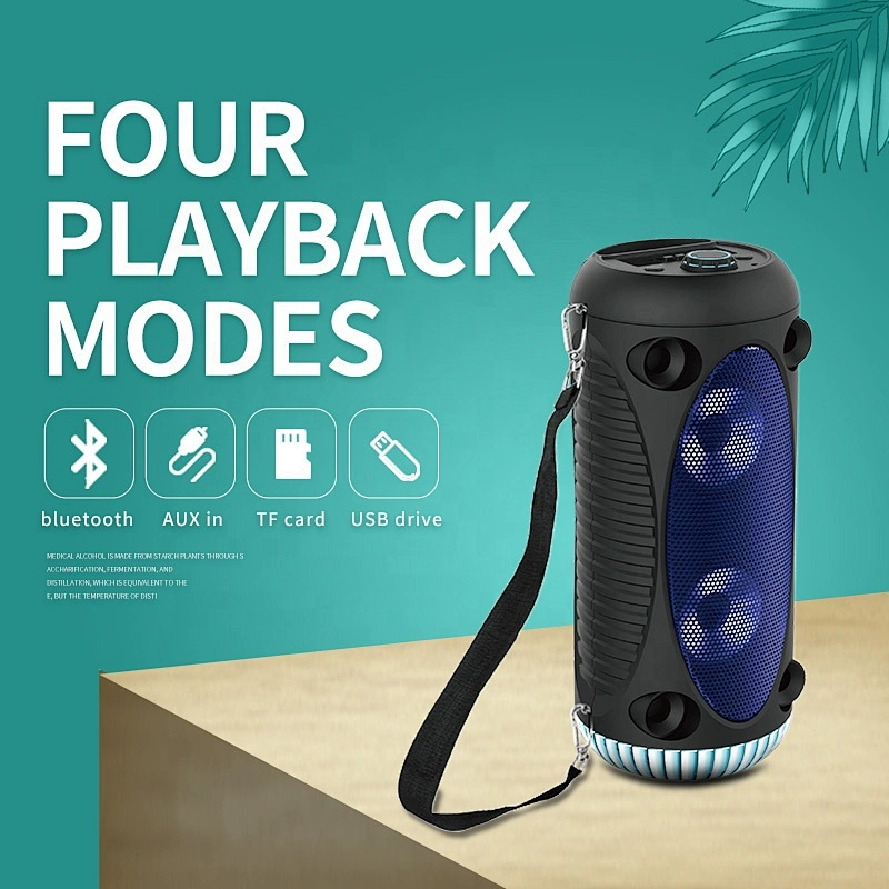 outdoor small karaoke round tower bluetooth speaker with led light private
