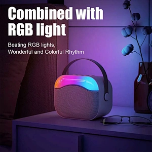 Merison Family KTV Bluetooth Bass Speaker LED Colorful Light Wireless Outdoor Portable Mini Speaker with Microphone