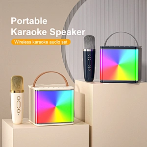 High quality Magic RGB lighting Bluetooth speakers Dual speaker wireless BT stereo speaker with Microphone