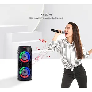 Household Dual Microphone Karaoke Outdoor KTV Party True Wireless TWS Bluetooth Speaker