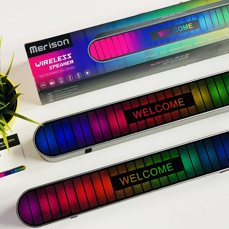 Wholesale New Colorful Sound Control Bluetooth Wireless Speaker Ambience Rhythm Light Soundbar Subwoofer Speakers