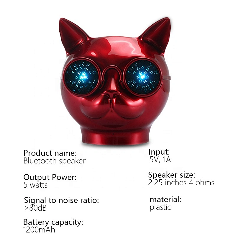 pink cat cartoon animal design small bluetooth cute speakers mini wireless kids speaker 5w dog with led light