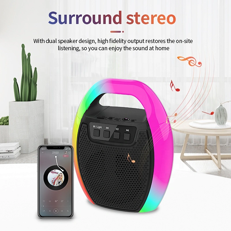 portable outdoor 3 ohm led mp3 player portable small bluetooth wireless speaker 5w led lights
