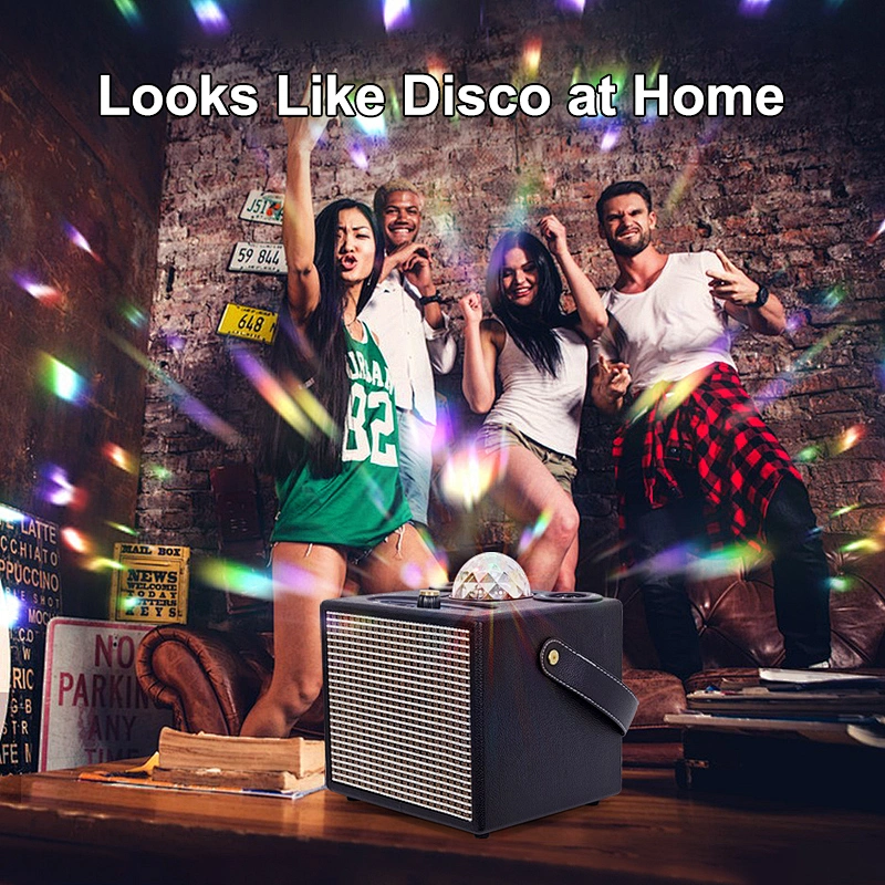 Wireless Portable Speaker Rechargeable Wooden Sound Box Speaker Loud Stereo System with Dual Microphones