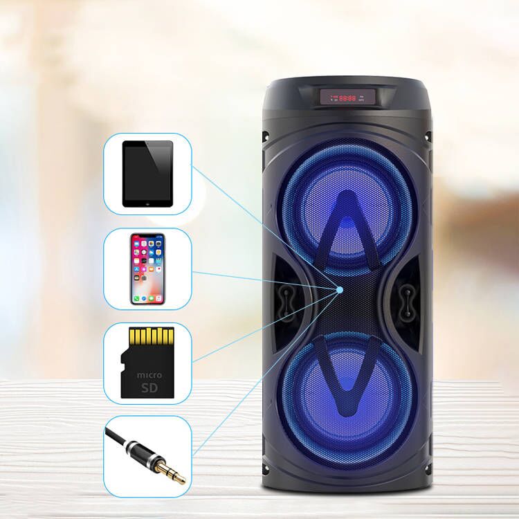 Household Dual Microphone Karaoke Outdoor KTV Party True Wireless TWS Bluetooth Speaker