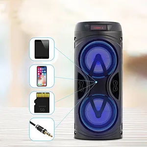 Household Dual Microphone Karaoke Outdoor KTV Party True Wireless TWS Bluetooth Speaker