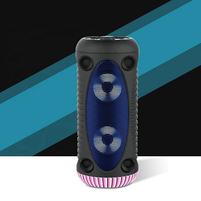 outdoor small karaoke round tower bluetooth speaker with led light private