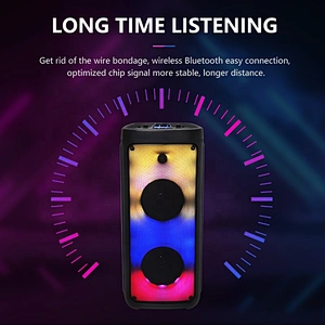 ibastek Double 8 inch 30W Home Karaoke DJ Party Woofer Subwoofer Bluetooth Speaker Light With Wireless Mic