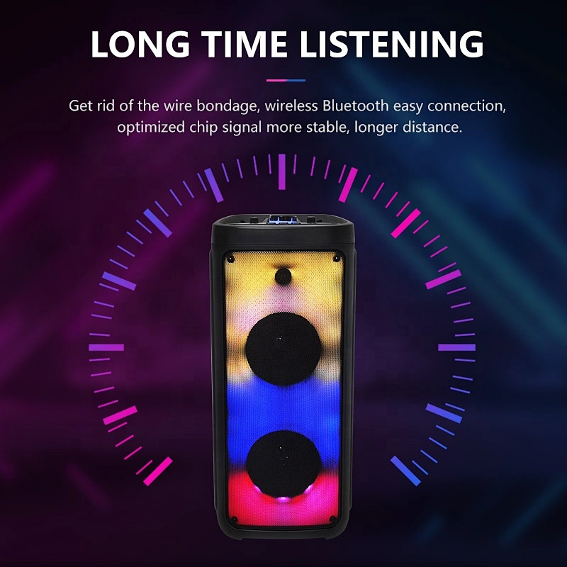ibastek Double 8 inch 30W Home Karaoke DJ Party Woofer Subwoofer Bluetooth Speaker Light With Wireless Mic