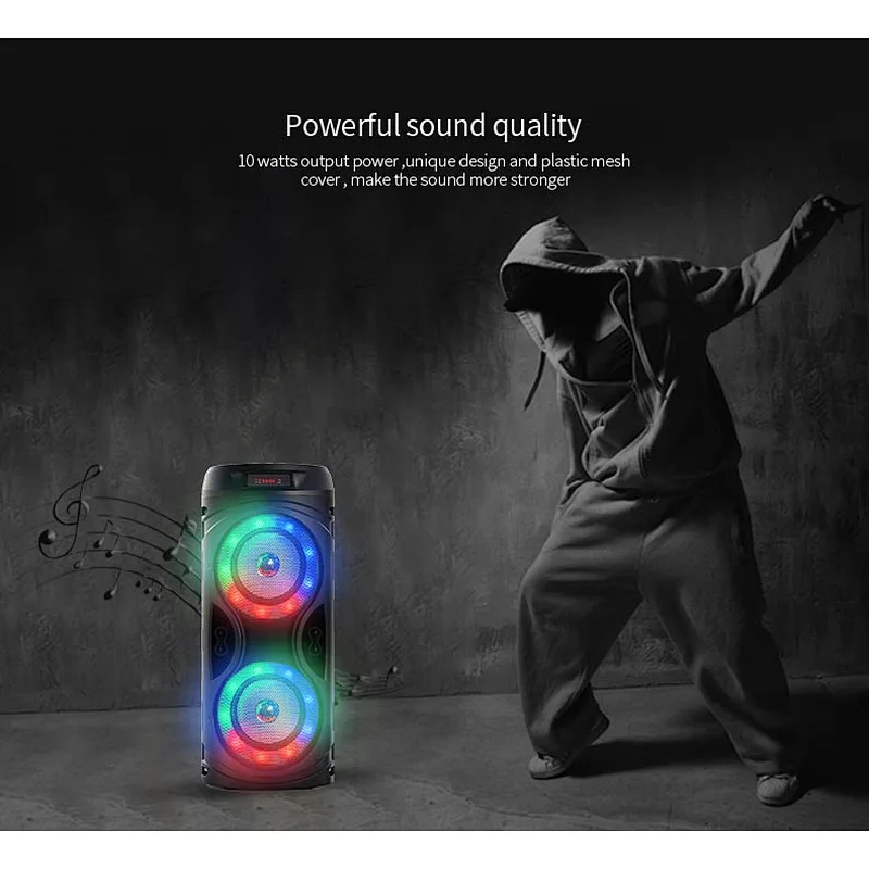 Household Dual Microphone Karaoke Outdoor KTV Party True Wireless TWS Bluetooth Speaker