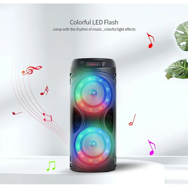 Household Dual Microphone Karaoke Outdoor KTV Party True Wireless TWS Bluetooth Speaker
