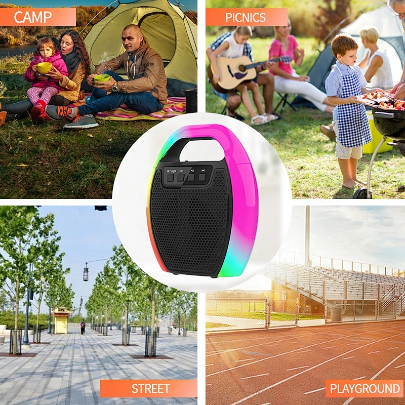 portable outdoor 3 ohm led mp3 player portable small bluetooth wireless speaker 5w led lights