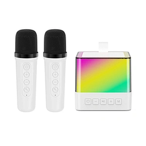 2024 New Wireless Microphone Portable Colorful LED Light Home Party KTV Hifi Bass Karaoke Speaker