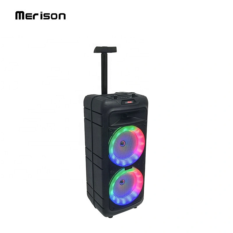 24W rechargeable  LED colorful flashing light party dj speakers trolley outdoor portable karaoke speaker with mic