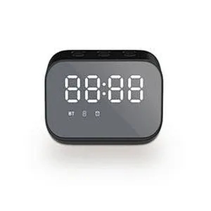 Mini Speaker Portable Subwoofer Stereo Player LED Digital Smart Alarm Clock Mirror Design Speaker